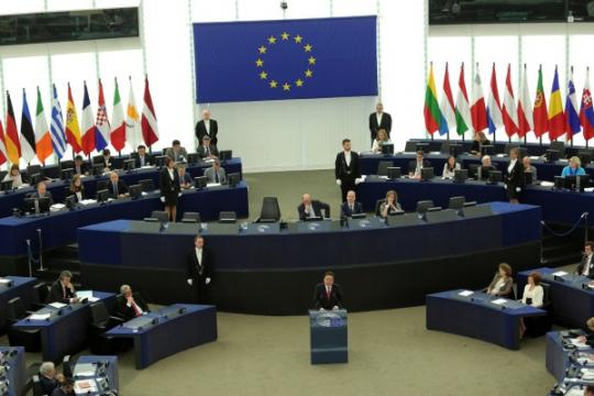 Президент Монголии Цахиагийн Элбэгдорж на выступлении в Европейском Парламенте